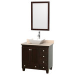 Wyndham Collection - Acclaim 36" Espresso Single Vanity, Ivory Marble Top, White Porcelain Sink, 24" - Sublimely linking traditional and modern design aesthetics, and part of the exclusive Wyndham Collection Designer Series by Christopher Grubb, the Acclaim Vanity is at home in almost every bathroom decor. This solid oak vanity blends the simple lines of traditional design with modern elements like beautiful overmount sinks and brushed chrome hardware, resulting in a timeless piece of bathroom furniture. The Acclaim is available with a White Carrara or Ivory marble counter, a choice of sinks, and matching Mrrs. Featuring soft close door hinges and drawer glides, you'll never hear a noisy door again! Meticulously finished with brushed chrome hardware, the attention to detail on this beautiful vanity is second to none and is sure to be envy of your friends and neighbors