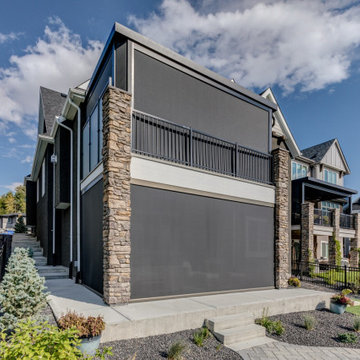 Enclosed StruXure Pergola and Lower Walkout with Phantom Motorized Screens