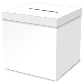 OnDisplay 10" Luxe Acrylic White Wedding Card Box w/Lid - Lucite Gift/Money Box