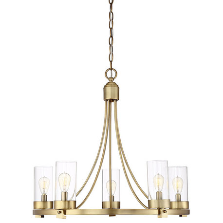 5-Light Chandelier, Natural Brass