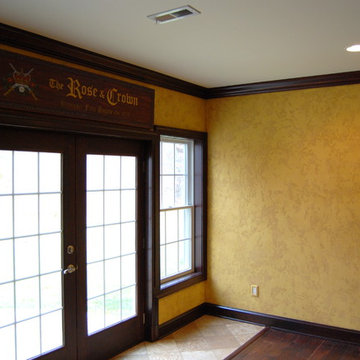 Olde English Aged Plaster Finish throughout an entire Lower Level in Virginia