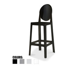 Designer Molded Plastic Bar Height Stools, Black, Single Chair