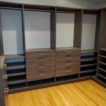 Providence Area Custom Closet in a Textured Warm Wood Tone Finish