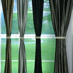 Hotham Gray and Black Plain Ready Made Velvet Curtains and Fabrics - Curtains