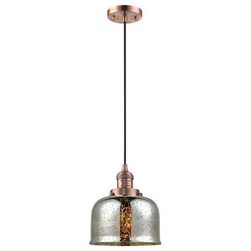 Innovations 1-LT Large Bell 8" Mini Pendant - Antique Copper