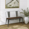 Pemberly Row Metal Bench with Wood Top in Gunmetal Gray