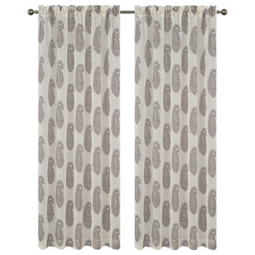 Paisley Drapery Curtain Panels, Cream