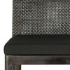 Minimalist Bar Stool, Mahogany Wood Frame With Wicker Back & Padded Seat, Black