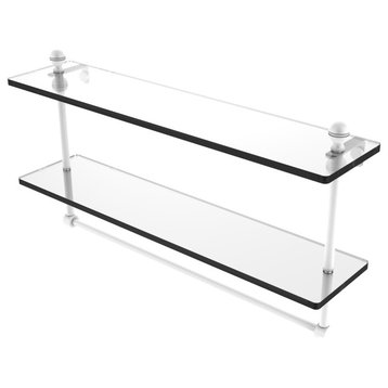 Mambo Collection 22"Two Tiered Glass Shelf With Integrated Towel Bar