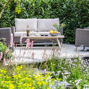 Raised terrace with naturalistic planting