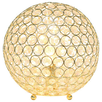 Elegant Designs Elipse 10" Crystal Ball Sequin Table Lamp, Gold