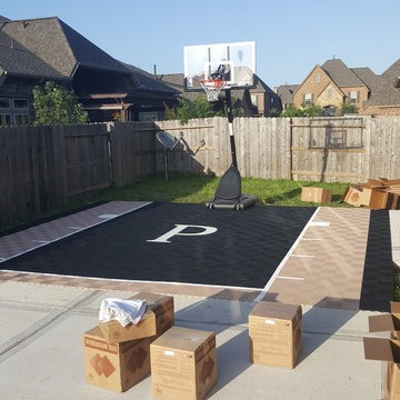 Sports Court Flooring Project - Outdoor Custom Basketball Court with a logo