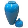 Bright Blue Glaze Porcelain Fine Finish Point Lid Jar Hws2714
