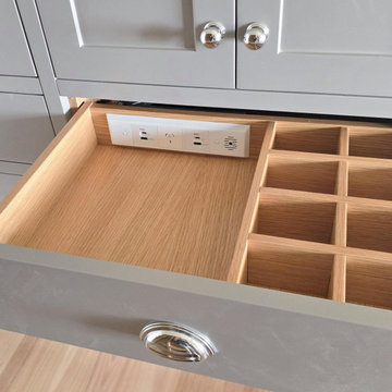 Contemporary Closet with Seamless In-Drawer Power Integration