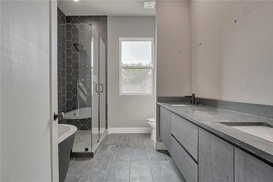 Pentagon-Patterned Tile Styles for This Bathroom Makeover in Los Angeles, CA