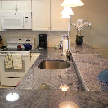 Traditional Kitchen with Blue Bahia counters