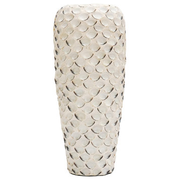White Abalone Shell Ceramic Vase