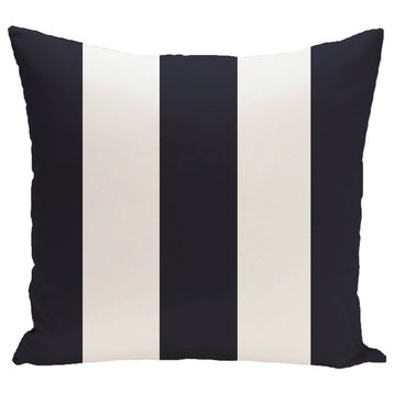 Awning Stripe Stripe Print Outdoor Pillow, Bewitching Navy, 18"x18"