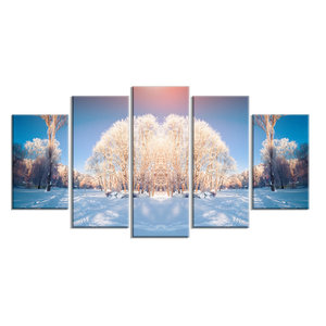 Landscape Glossy Metal Wall Art 60x32-5 Panels Diamond Shape Designart Blue Fort Nepean Road from Helicopter