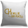 "Micah 5:5 - Scripture Art in Gold and White" Pillow 16"x16"