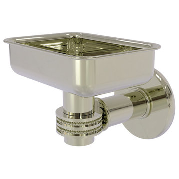Continental Wall Mount Soap Dish Holder With Dotted Accents, Polished Nickel