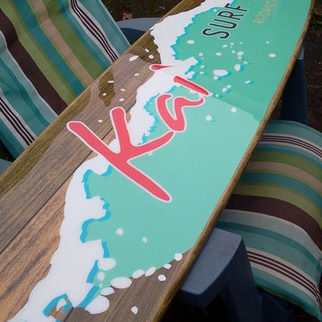 Logo surfboards. Your company on a surfboard wall hanging.