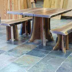 Live Edge Tables with Slab Base - Dining Benches
