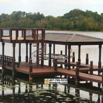 New Two Story Dock With Hip Roof Over a Boat Slip, Maitland FL.