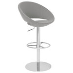 Soho Concept - Crescent Piston Stool, Silver Italian Ppm, Bright Stainless Steel - Crescent Piston is a contemporary stool with a comfortable upholstered seat and backrest on an adjustable gas piston base which swivels and also adjusts easily from a counter height to a bar height with a lever that activates the gas piston mechanism. The solid steel round base is available in chrome or stainless steel. The seat has a steel structure with 'S' shape springs for extra flexibility and strength. This steel frame molded by injecting polyurethane foam. Crescent seat is upholstered with a removable zipper enclosed leather, PPM, leatherette or wool fabric slip cover. The stool is suitable for both residential and commercial use. Crescent Piston is designed by Tayfur Ozkaynak.
