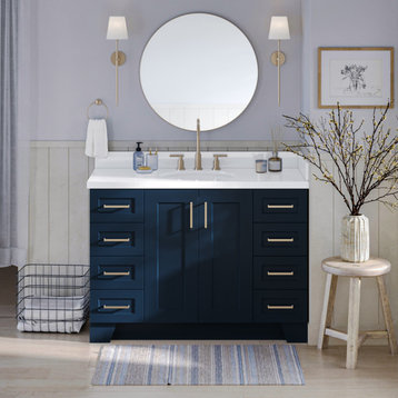 Ariel Taylor 49" Oval Sink Bath Vanity, Midnight Blue, 1.5" White Quartz