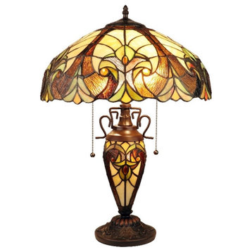 Chloe Lighting Victorian 3-Light Glass & Metal Table Lamp in Yellow