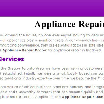 Bradford Appliance Repair - Appliance Repair Doctor (289) 831-1629