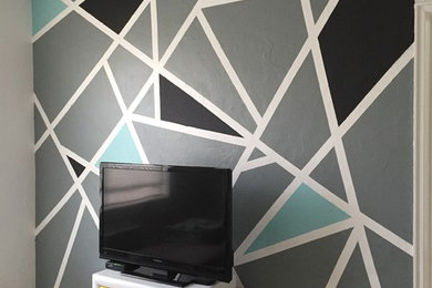 Example of a trendy living room design in Miami with a tv stand