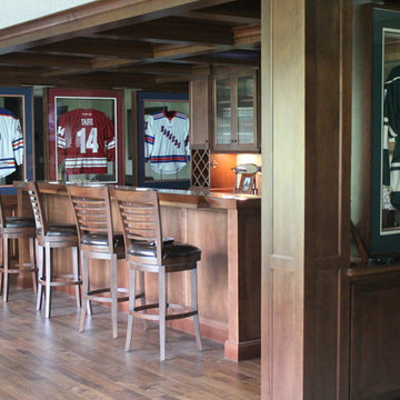 Bar with sports jersey display cases