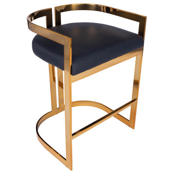 Clarence Gold and Black Faux Leather Counter Stool