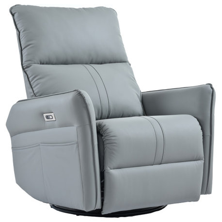 GDF Studio 270 Swivel Electric Power Rocker Recliner Chair With USB Port, Blue