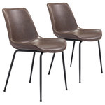 Zuo Modern - Byron Dining Chair (Set of 2) Brown - The Bryon Chair has mid century modern urban lines and looks great in any space. With a heavy duty vinyl covering and a sturdy steel frame, this chair fits in any dining room, home office, or even as a bedroom accent chair. The legs are finished in a matte black coating that is durable for hospitality use.