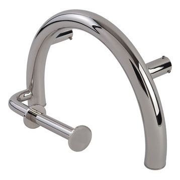 Half Circle Grab Bar With Toilet Paper Holder, Polished
