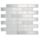 Unique Design Solutions - 11.51"x11.51" Brickset Metallix Mosaic, Set of 4, Brushed Stainless Steel - 0.92 sq ft/sheet - Sold in sets of 4