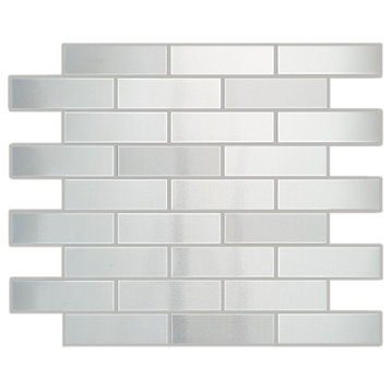 11.51"x11.51" Brickset Metallix Mosaic, Set of 4, Brushed Stainless Steel