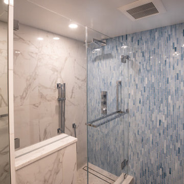 Contemporary Blue Mosaic Luxury Master Bathroom Remodel