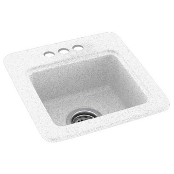 Swan 15x15x6 Solid Surface Drop Bar Sink, 3-Holes, Arctic Granite
