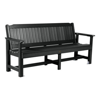 Classic Outdoor Bench Large Design with Slatted Seat and Back Weathered Acorn Outdoor Benches by Decor Love