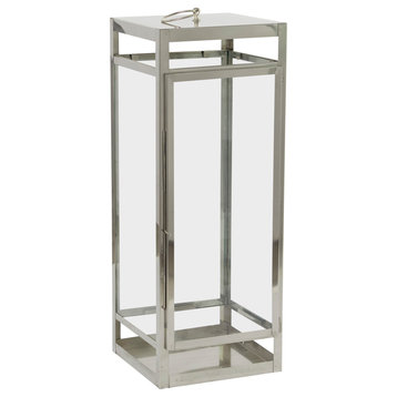 Contemporary Silver Stainless Steel Candle Lantern 560377