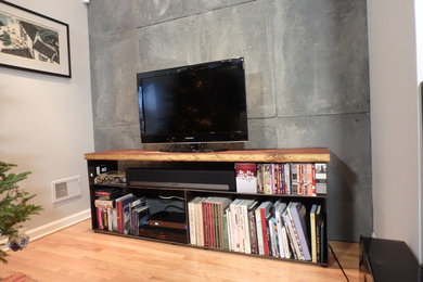 Steel Console and Cement Panel Accent Wall