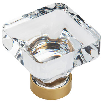 Amerock Glacio 1-3/8" 35 mm Length Square Cabinet Knob, Clear/Champagne Bronze