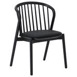 Armen Living - Echo, Black Oak Wood/Faux Leather, Dining Chairs, 18", Set of 2 - Introducing the Echo Black Oak Wood and Faux Leather Dining Chairs - a striking set of 2 chairs designed to redefine your indoor dining experience with contemporary elegance. These versatile chairs seamlessly merge style and functionality, making them a perfect addition to your dining room, kitchen, or even as accent pieces throughout your home. Crafted with precision and a keen eye for detail, the Echo dining chairs showcase a stunning combination of Black Oak wood and sumptuous faux leather upholstery. This modern design not only guarantees durability but also imparts a timeless aesthetic, making these chairs an ideal choice for those seeking a cohesive and refined furniture set. Ideal for gatherings or intimate family meals, the faux leather upholstery not only adds a touch of sophistication but also ensures easy cleaning and maintenance. The sturdy Black Oak wood frames provide a robust foundation, ensuring these chairs are as practical as they are stylish. As a set of 2 dining chairs, the Echo collection introduces a harmonious design element to your dining space, seamlessly blending into contemporary decor. Beyond the dining room, these chairs transcend their traditional role, making a chic statement as vanity chairs or accent pieces.  Elevate your interior with the Echo Black Oak Wood and Faux Leather Dining Chairs, where every element is thoughtfully crafted to bring contemporary allure to your indoor spaces. The Echo dining chair set is also available in solid Walnut wood with Black faux leather.