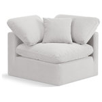 Meridian Furniture - Indulge Upholstered Modular Chair, Cream, Down Stuffed Velvet, Corner Chair - Experience ultimate comfort and style with our cream velvet Indulge Corner Chair. The luxurious velvet will elevate the aesthetic of any room. This chair provides ample space for you to relax while its modular build offers the option of unlimited configurations. Whether you're looking to add a stylish element to your living room or a comfortable seating option to your bedroom, this chair is the perfect choice.