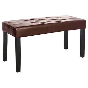 Fresno 12 Panel Bench, Brown Leatherette