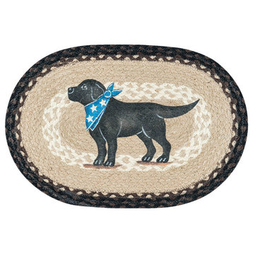 Pm-Black Lab Oval Placemat, 13"x19"